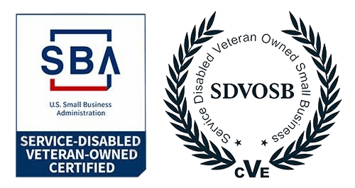 U.S. Small Business Administration Service-Disabled Veteran-Owned certified mark and SDVOSB CVE certification emblem