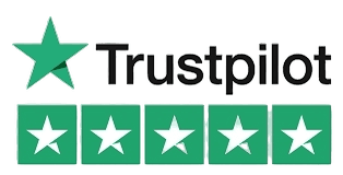 Trustpilot logo and five-star rating
